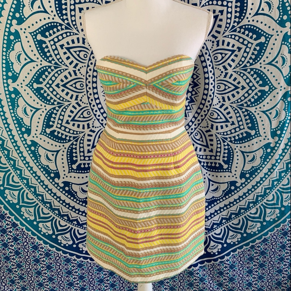 Multi-Colored Strapless Dress